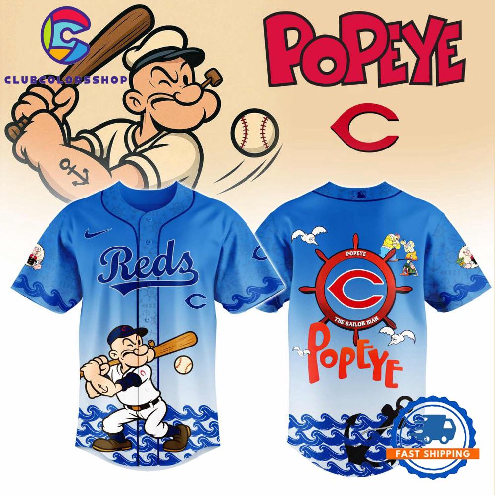 MLB Cincinnati Reds x Popeye Design Baseball Jersey