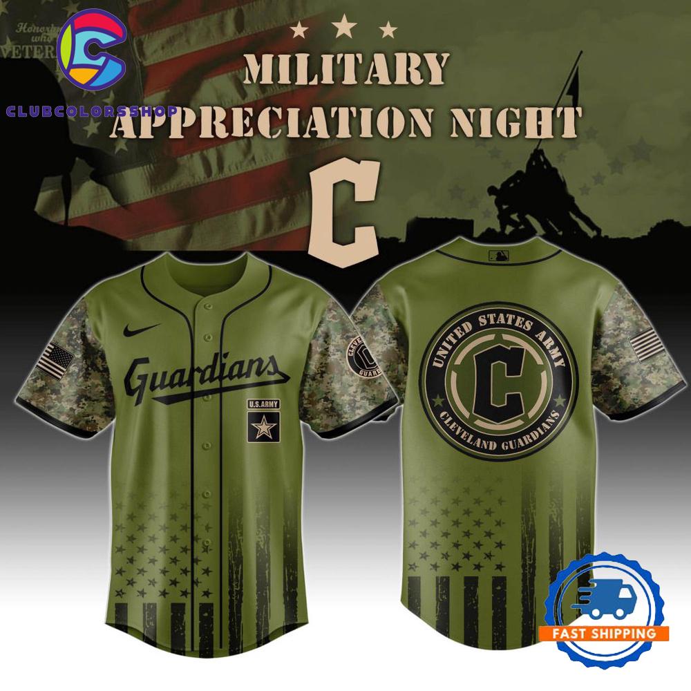 MLB Cleveland Guardians Army Military Appreciation Design Baseball Jersey