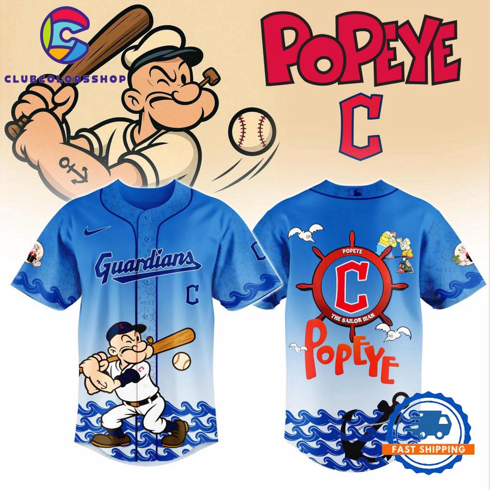 MLB Cleveland Guardians x Popeye Design Baseball Jersey