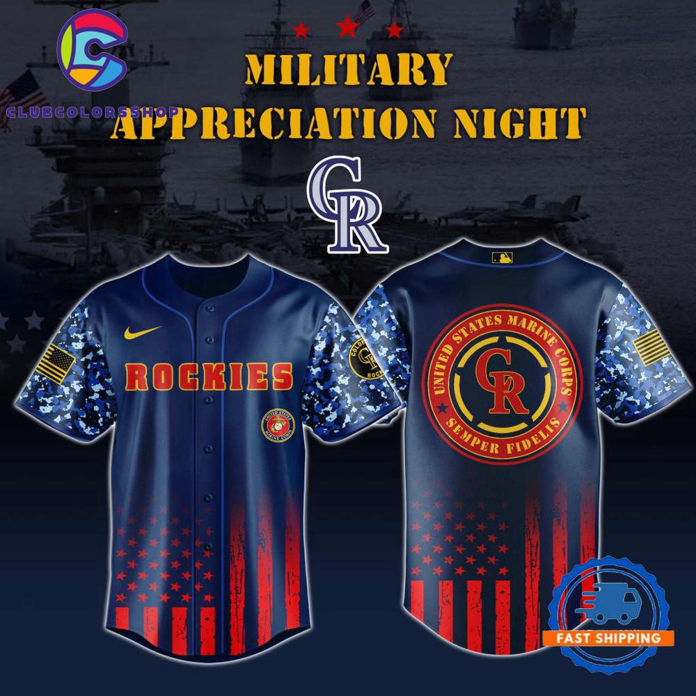 MLB Colorado Rockies Marine Corps Military Appreciation Design Baseball Jersey