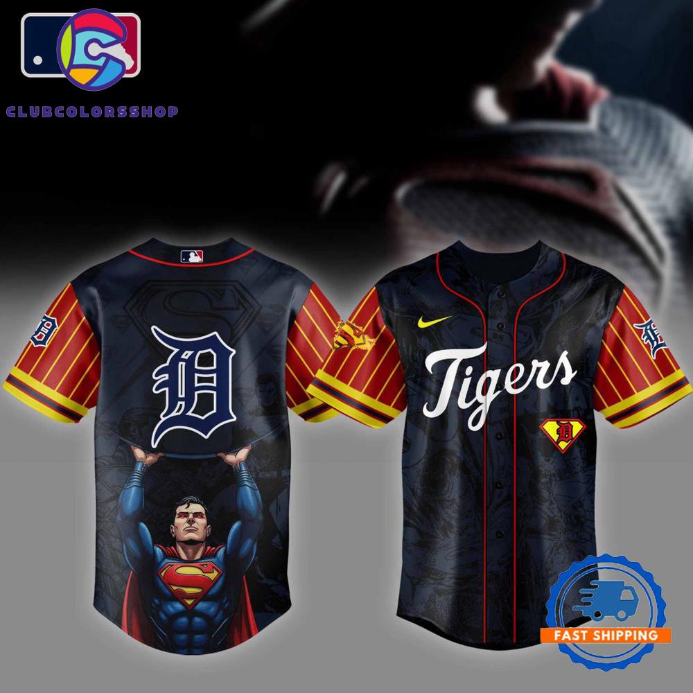 MLB Detroit Tigers x Superman Design Baseball Jersey