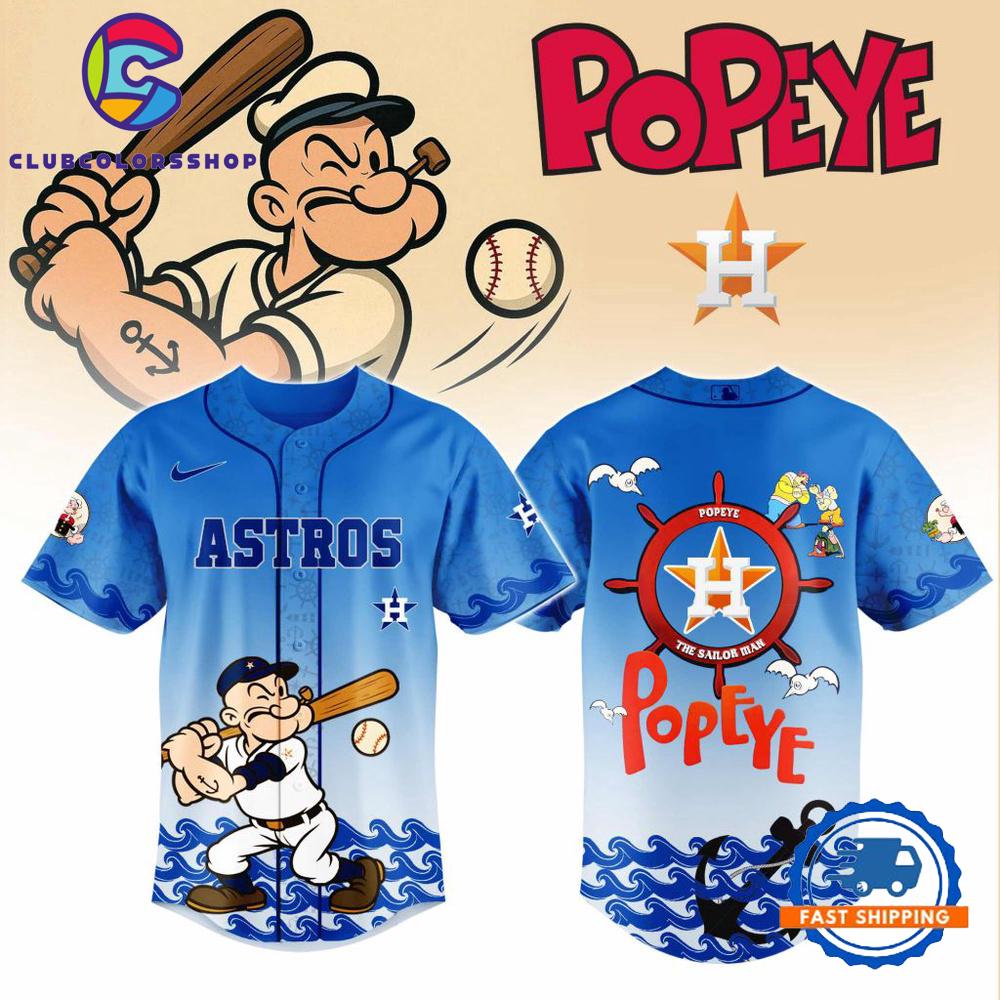MLB Houston Astros x Popeye Design Baseball Jersey