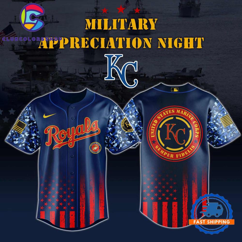 MLB Kansas City Royals Marine Corps Military Appreciation Design Baseball Jersey