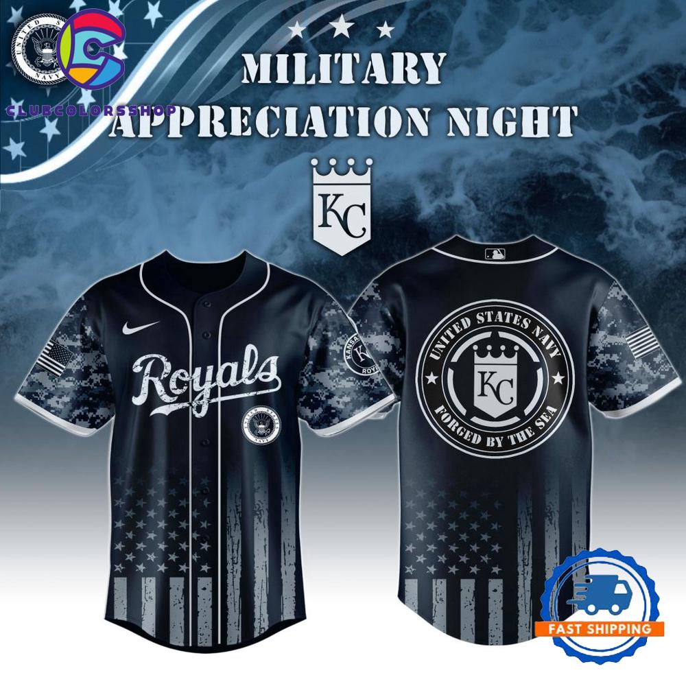MLB Kansas City Royals Navy Military Appreciation Baseball Jersey