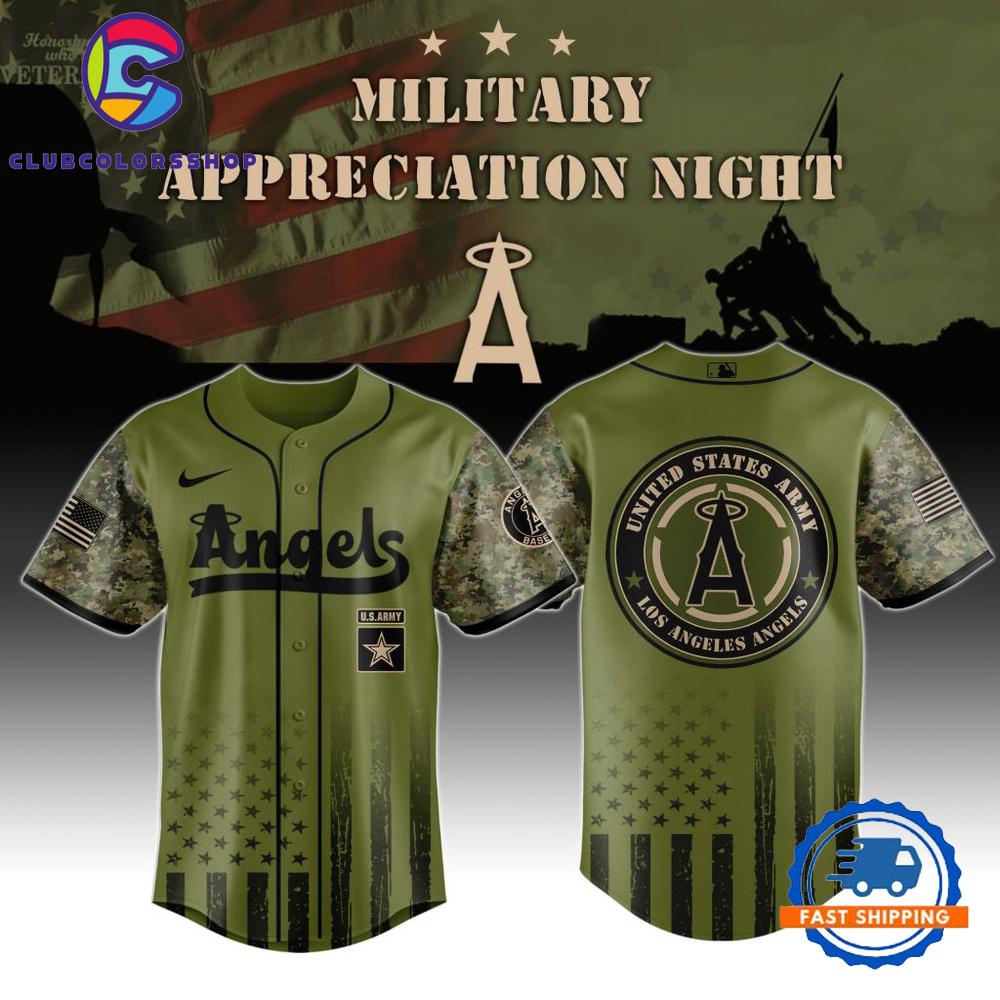 MLB Los Angeles Angels Army Military Appreciation Design Baseball Jersey