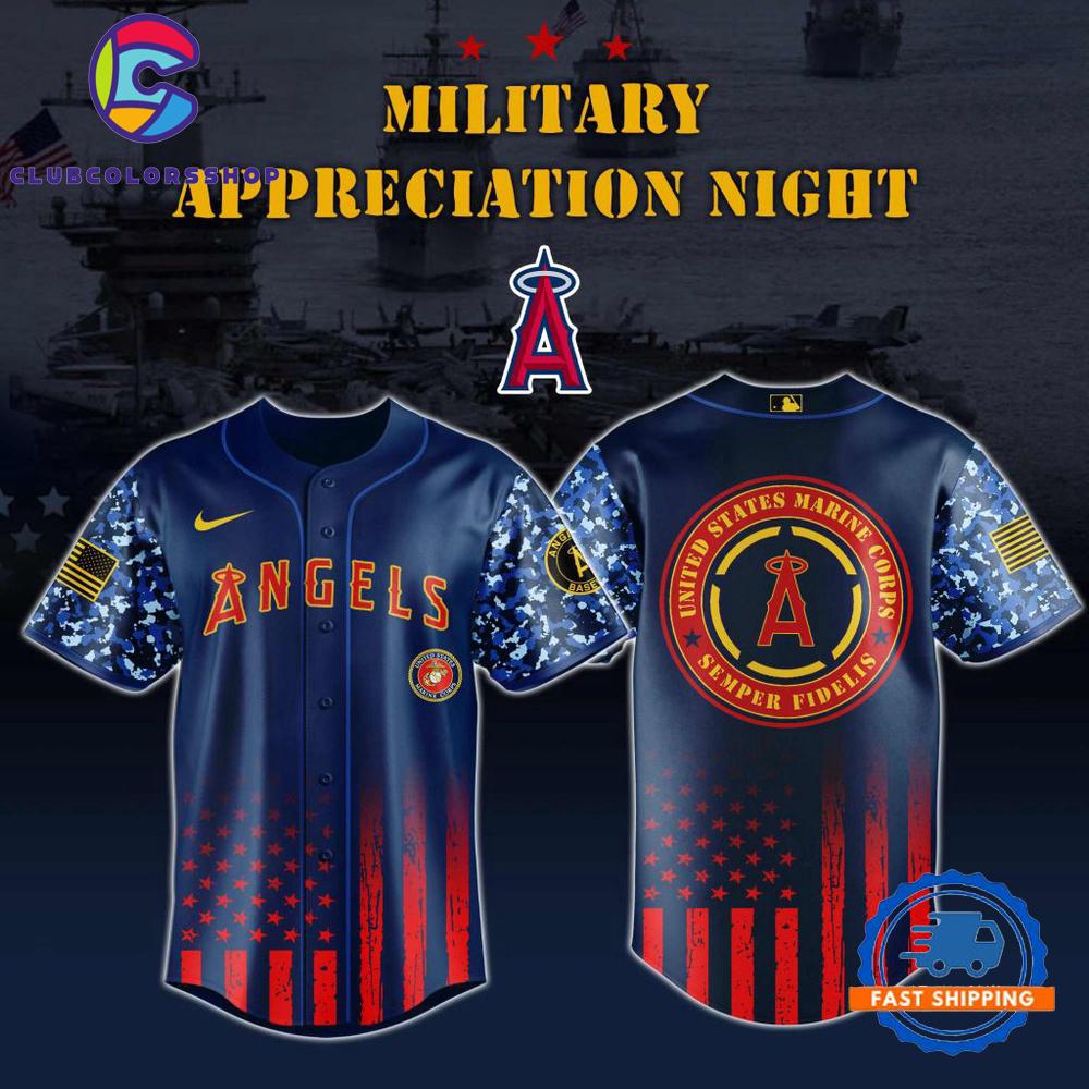 MLB Los Angeles Angels Marine Corps Military Appreciation Design Baseball Jersey