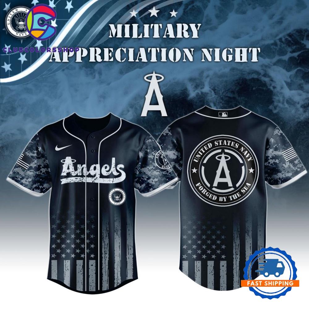 MLB Los Angeles Angels Navy Military Appreciation Baseball Jersey