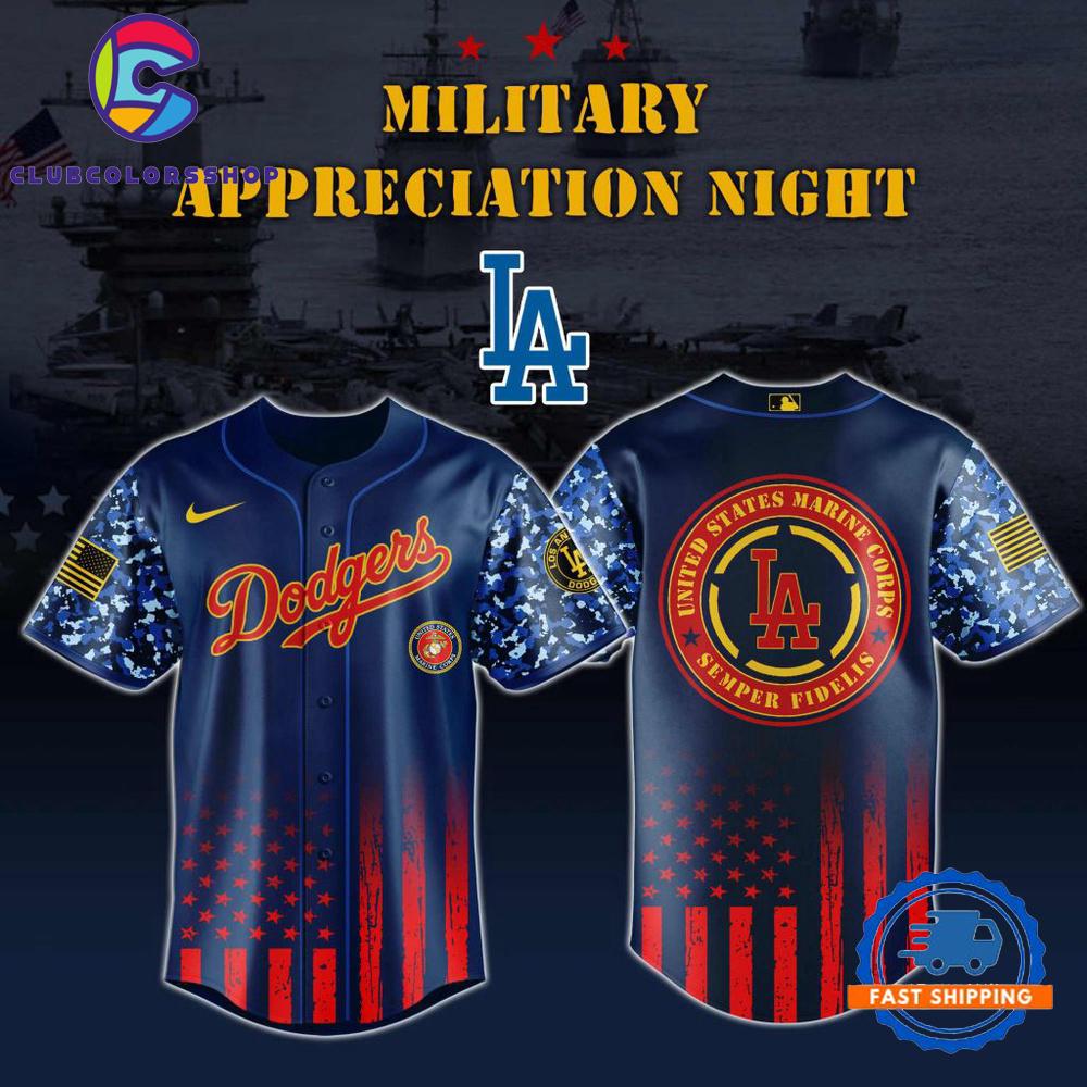 MLB Los Angeles Dodgers Marine Corps Military Appreciation Design Baseball Jersey