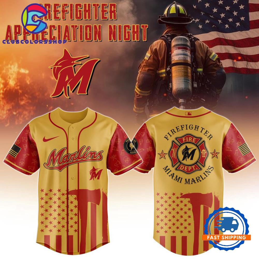 MLB Miami Marlins Firefighter Appreciation Baseball Jersey