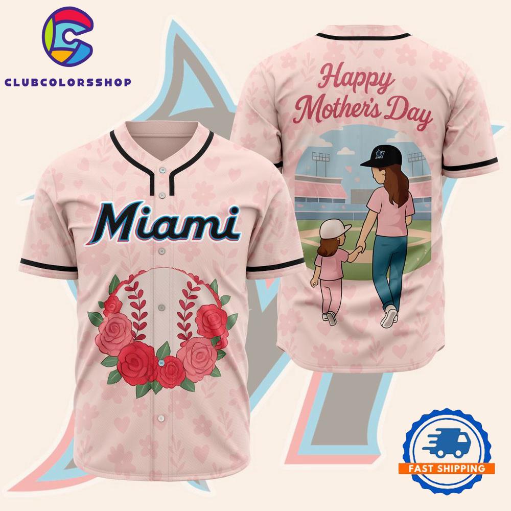 MLB Miami Marlins Happy Mother’s Day Baseball Jersey