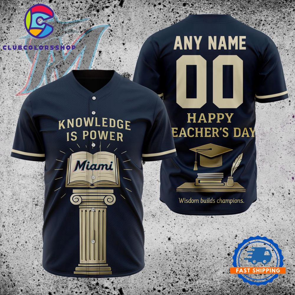 MLB Miami Marlins Happy Teacher’s Day Baseball Jersey