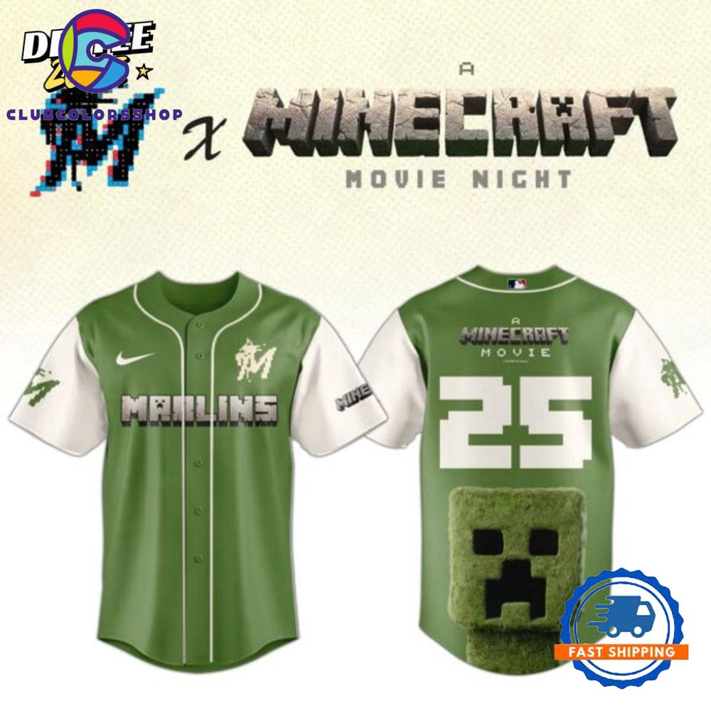 MLB Miami Marlins x A Minecraft Movie Baseball Jersey
