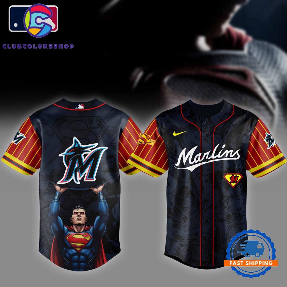 MLB Miami Marlins x Superman Design Baseball Jersey