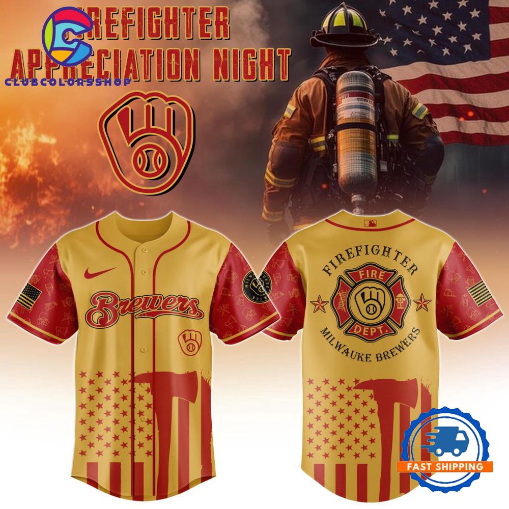 MLB Milwaukee Brewers Firefighter Appreciation Baseball Jersey