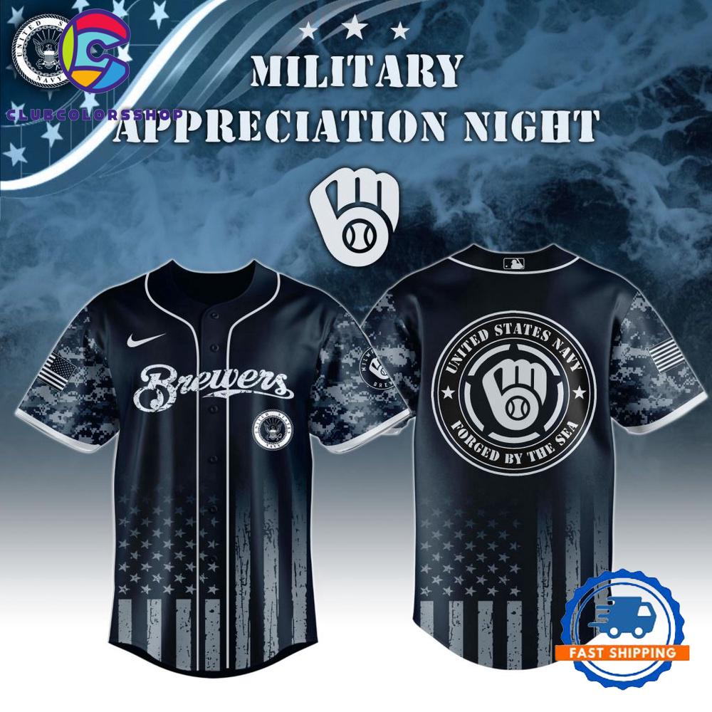 MLB Milwaukee Brewers Navy Military Appreciation Baseball Jersey