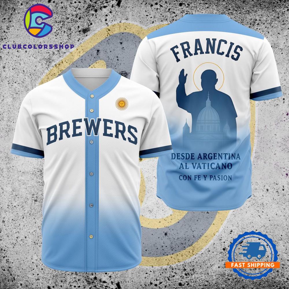 MLB Milwaukee Brewers Pray For Pope Francis Baseball Jersey