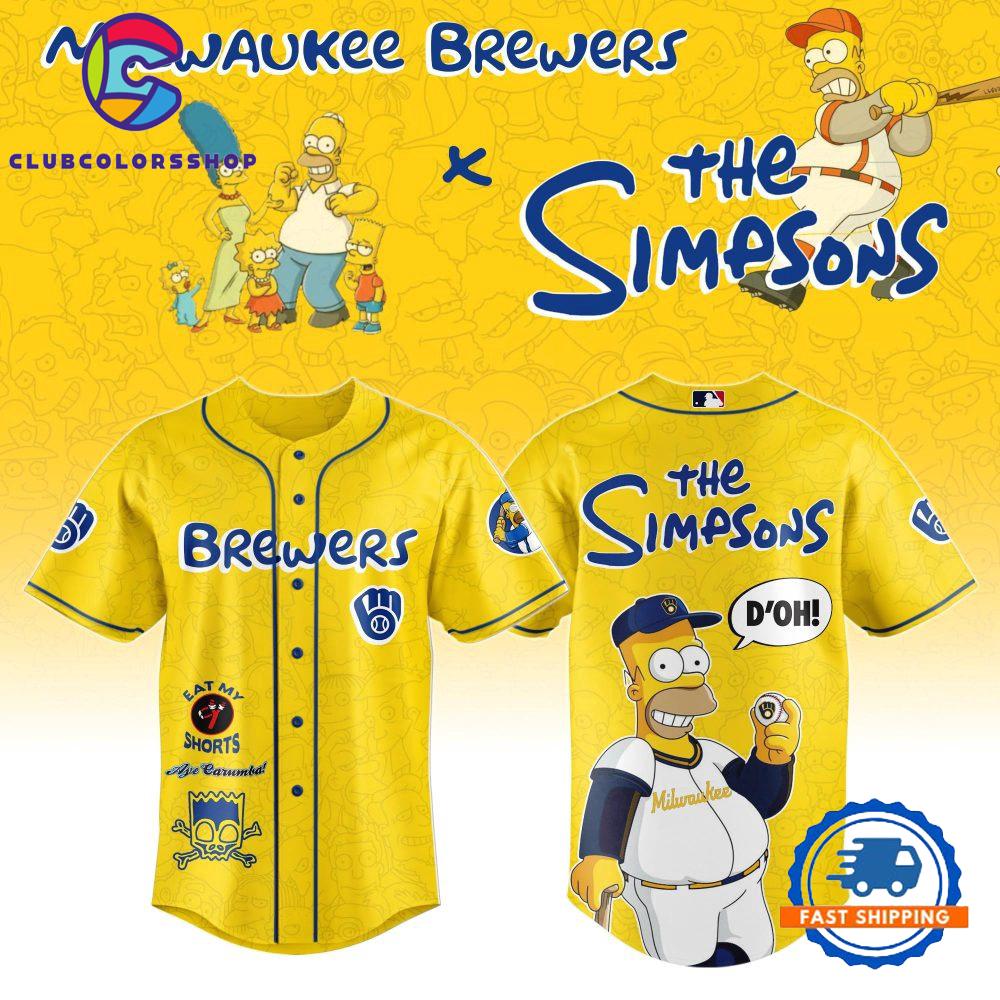 MLB Milwaukee Brewers Special The Simpsons New Design Baseball Jersey