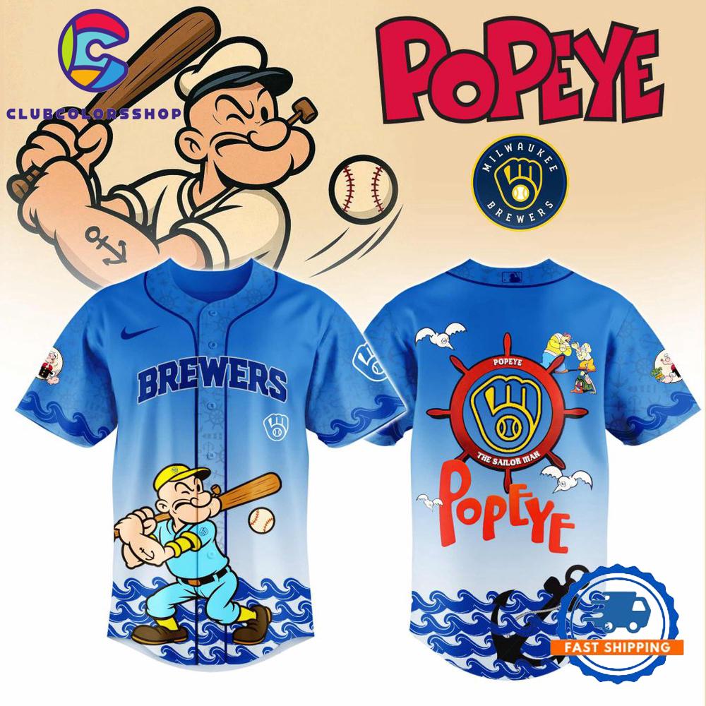 MLB Milwaukee Brewers x Popeye Design Baseball Jersey