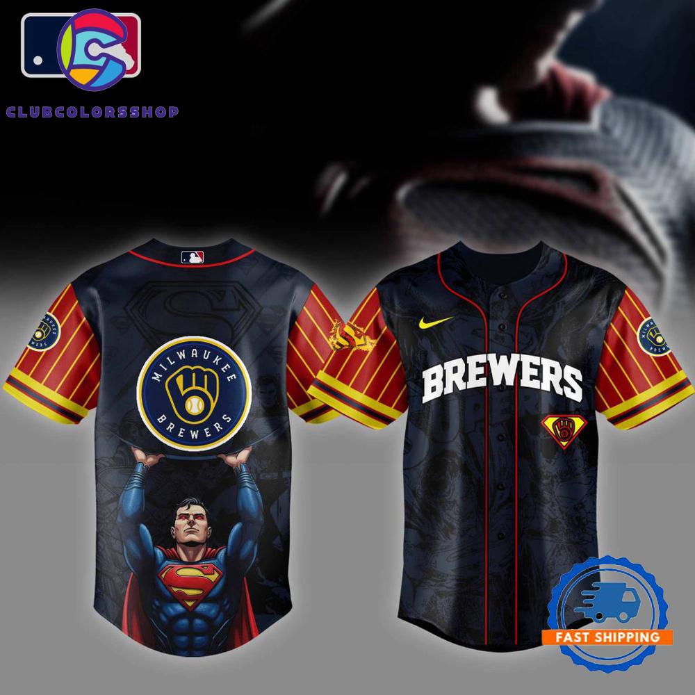 MLB Milwaukee Brewers x Superman Design Baseball Jersey