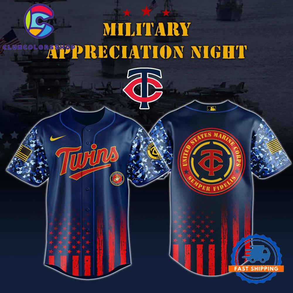 MLB Minnesota Twins Marine Corps Military Appreciation Design Baseball Jersey
