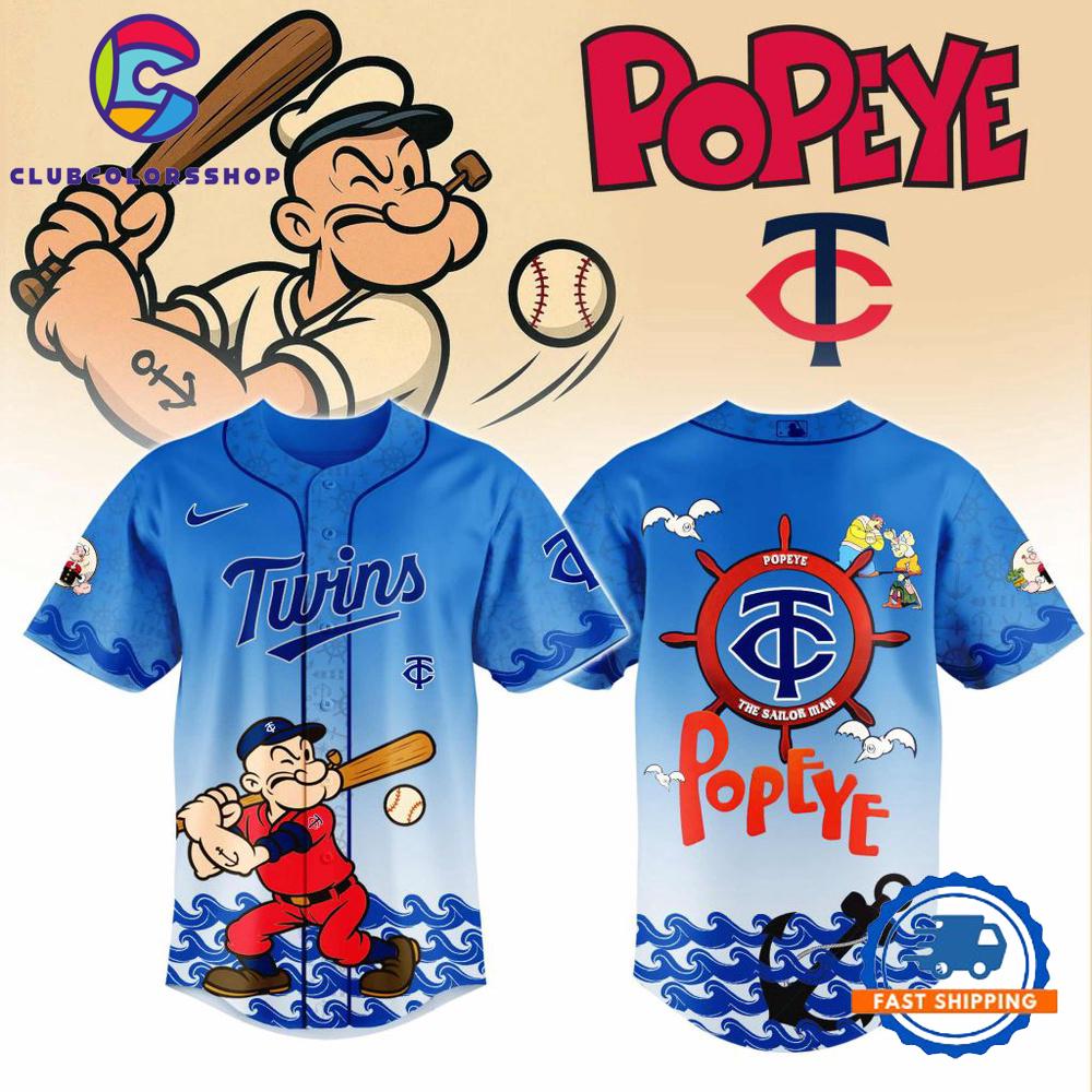 MLB Minnesota Twins x Popeye Design Baseball Jersey