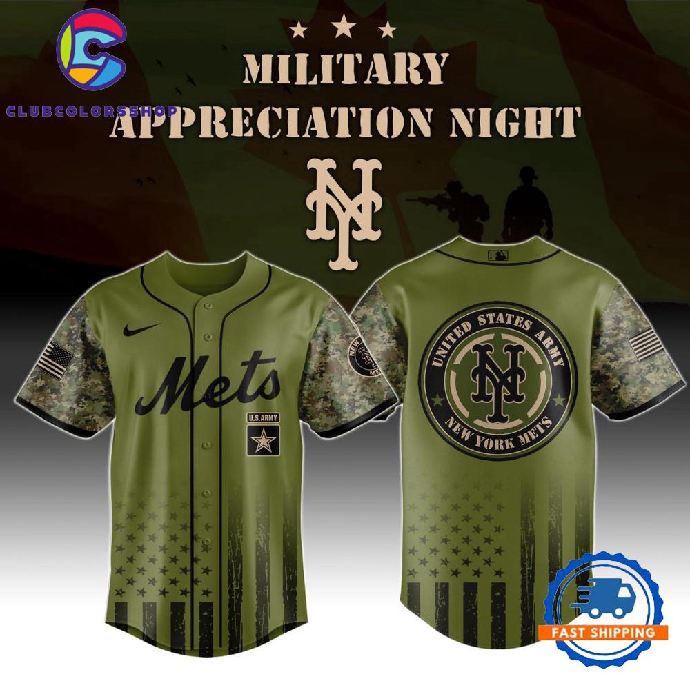 MLB New York Mets Army Military Appreciation Design Baseball Jersey