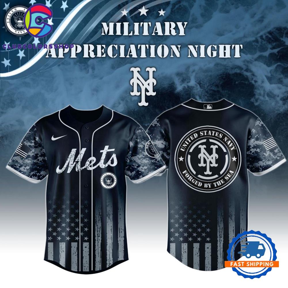 MLB New York Mets Navy Military Appreciation Baseball Jersey