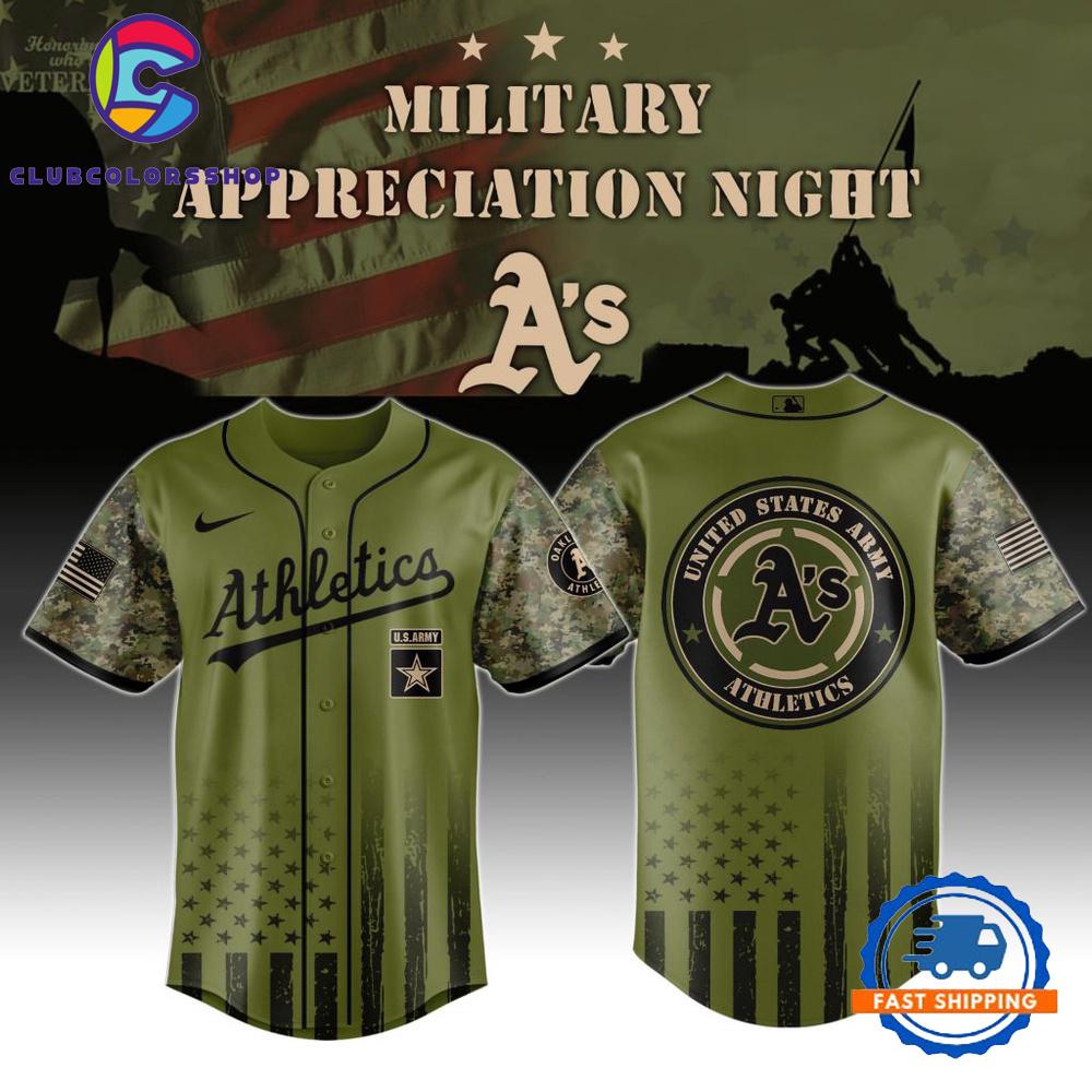 MLB Oakland Athletics Army Military Appreciation Design Baseball Jersey