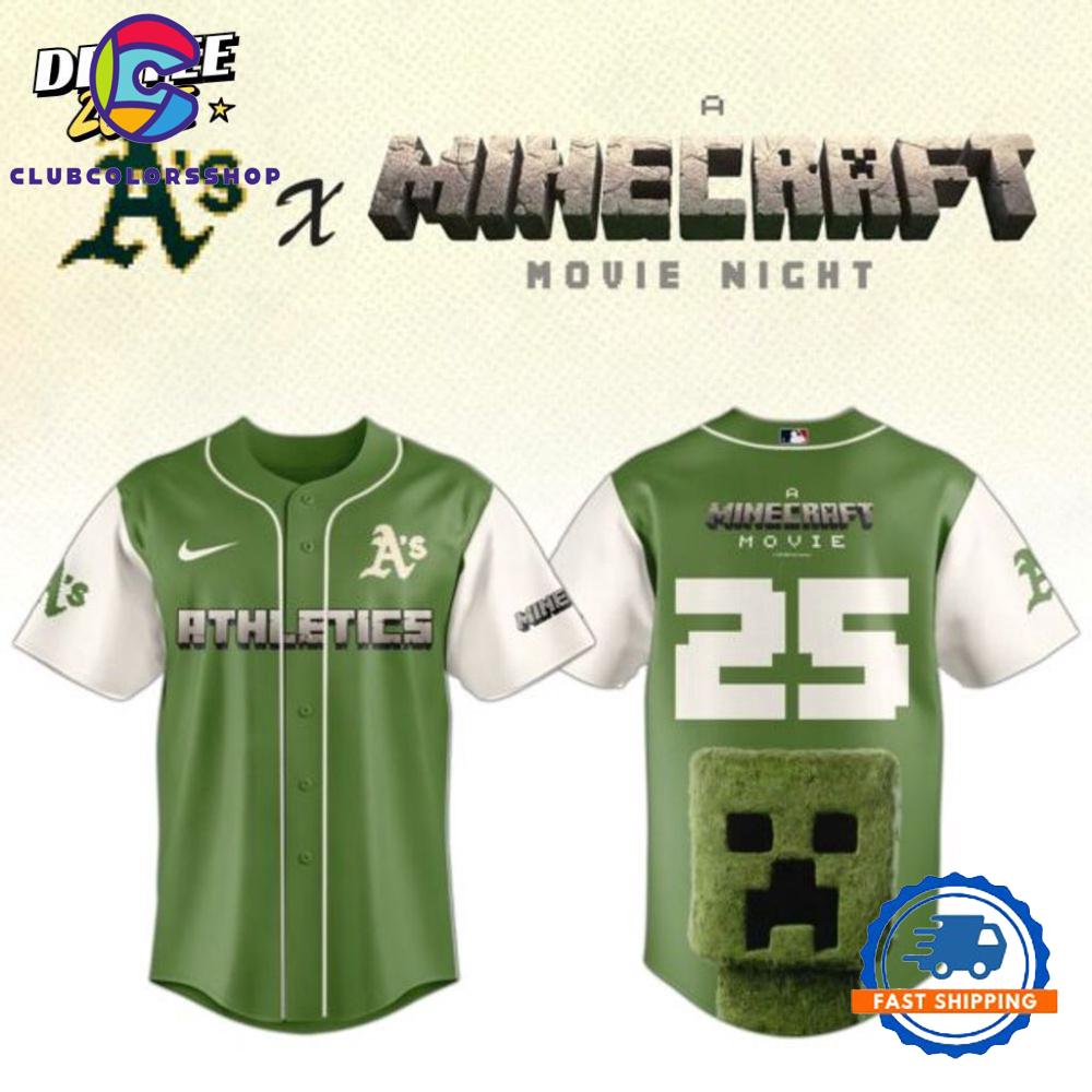 MLB Oakland Athletics x A Minecraft Movie Baseball Jersey