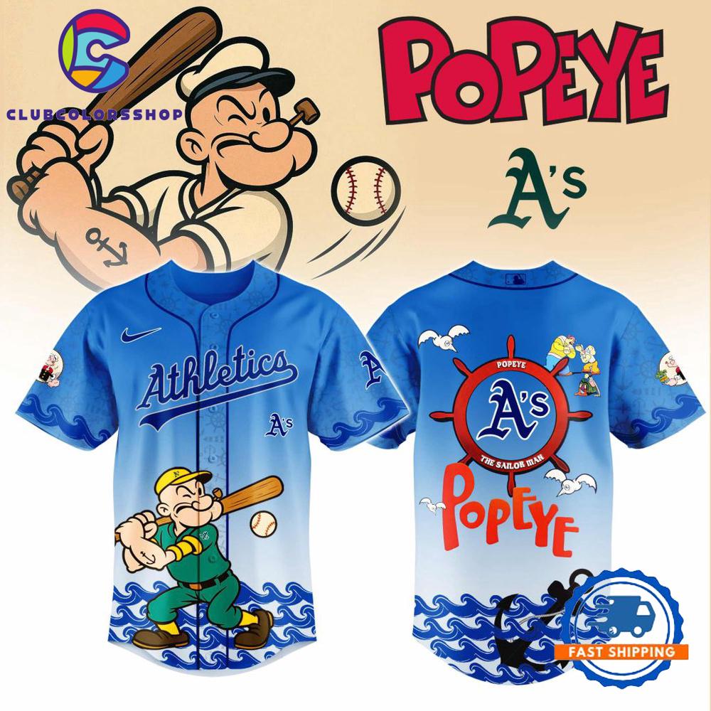 MLB Oakland Athletics x Popeye Design Baseball Jersey