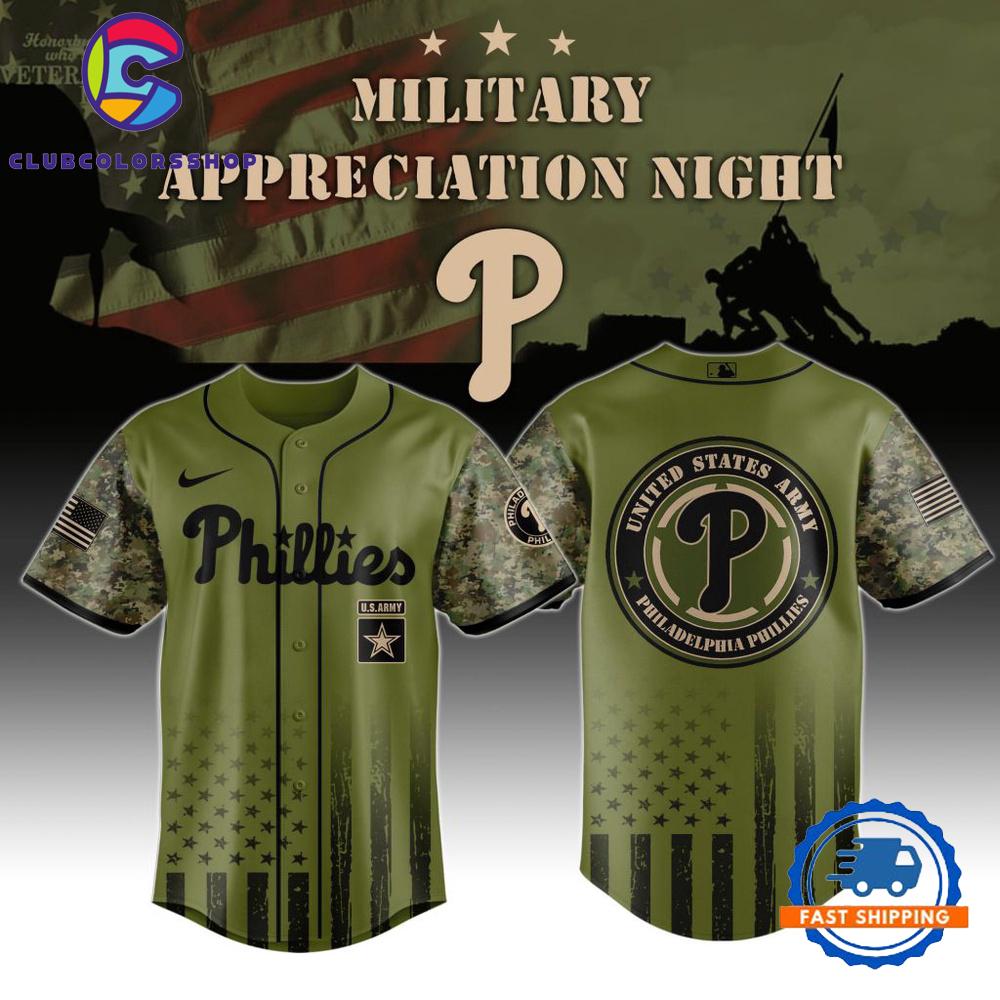 MLB Philadelphia Phillies Army Military Appreciation Design Baseball Jersey