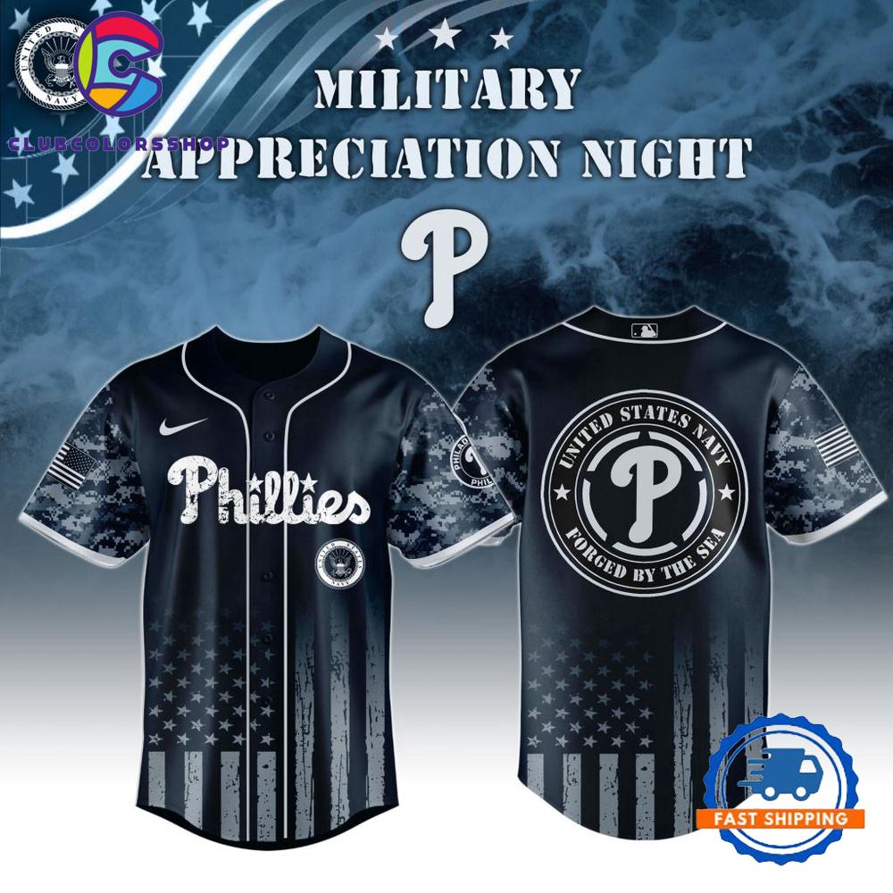 MLB Philadelphia Phillies Navy Military Appreciation Baseball Jersey