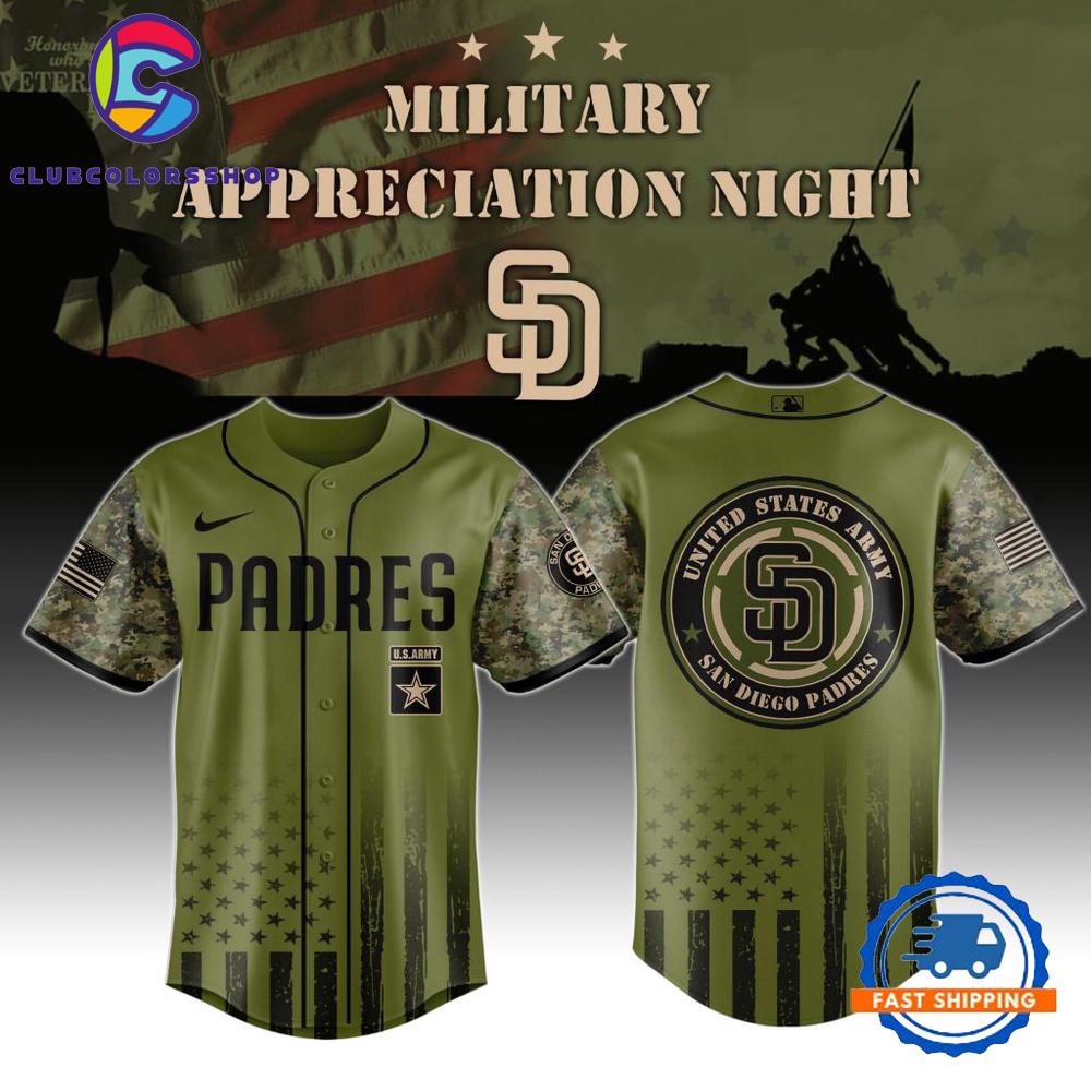 MLB San Diego Padres Army Military Appreciation Design Baseball Jersey