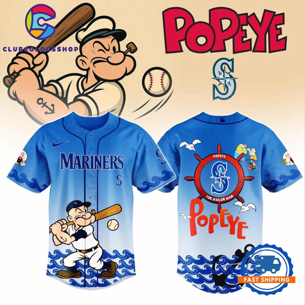 MLB Seattle Mariners x Popeye Design Baseball Jersey
