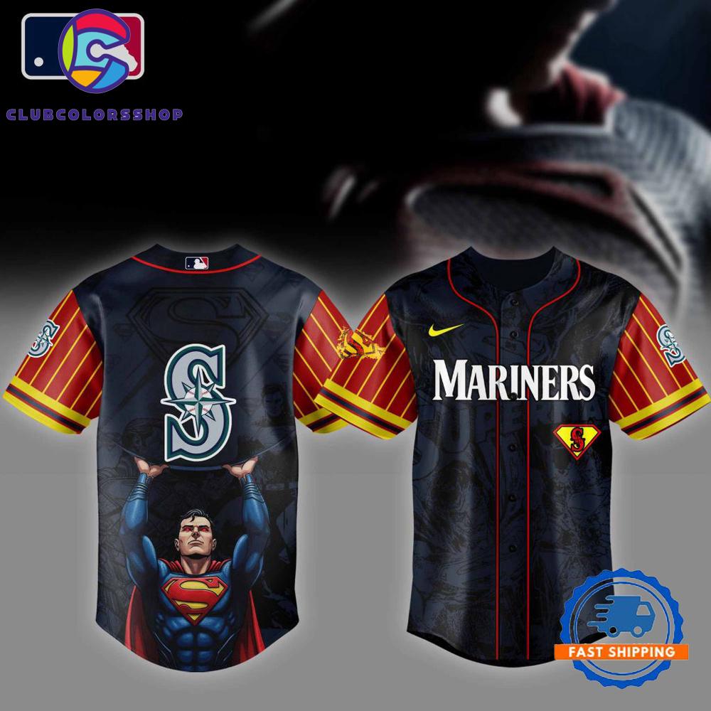 MLB Seattle Mariners x Superman Design Baseball Jersey