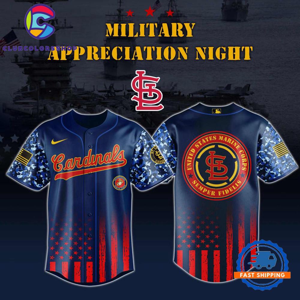 MLB St. Louis Cardinals Marine Corps Military Appreciation Design Baseball Jersey