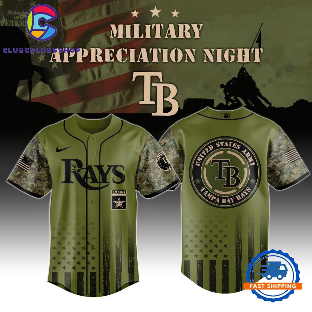MLB Tampa Bay Rays Army Military Appreciation Design Baseball Jersey