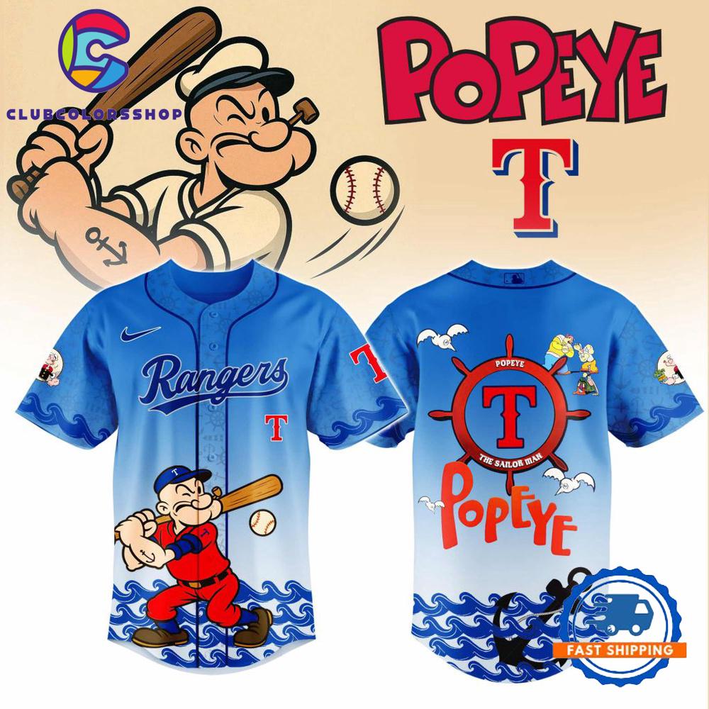 MLB Texas Rangers x Popeye Design Baseball Jersey
