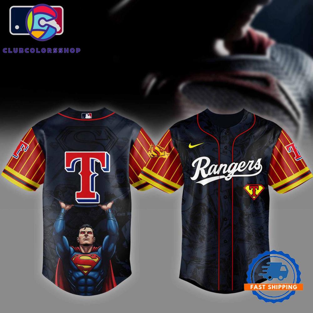 MLB Texas Rangers x Superman Design Baseball Jersey