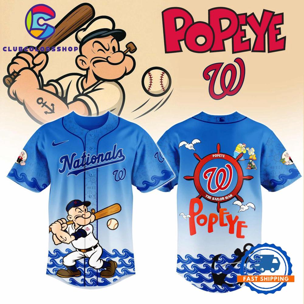 MLB Washington Nationals x Popeye Design Baseball Jersey