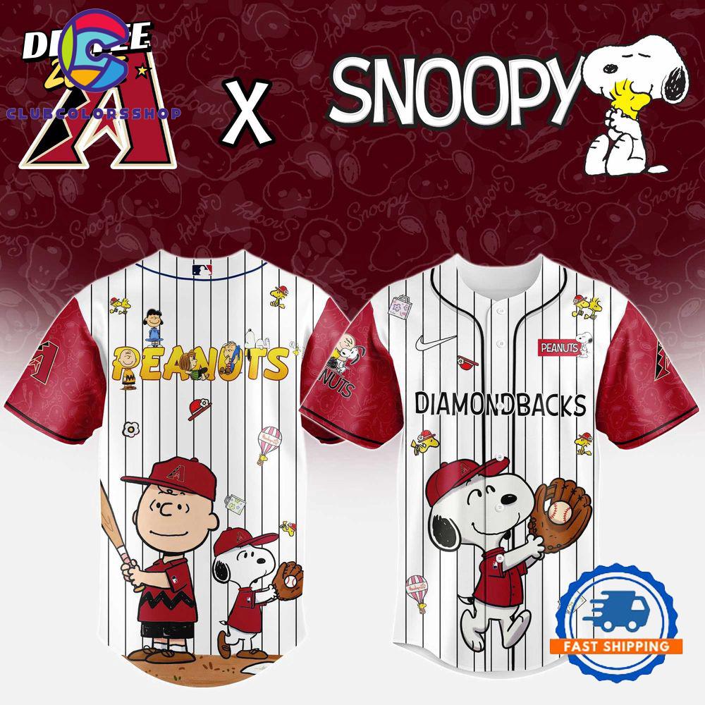 MLB Arizona Diamondbacks Snoopy Peanuts 75th Anniversary Baseball Jersey