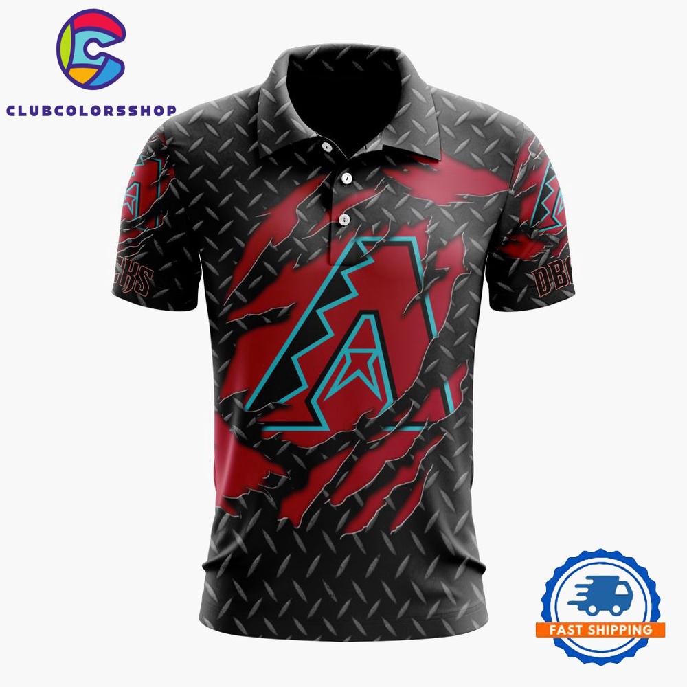 MLB Arizona Diamondbacks Special Black Metal Design Polo Shirt