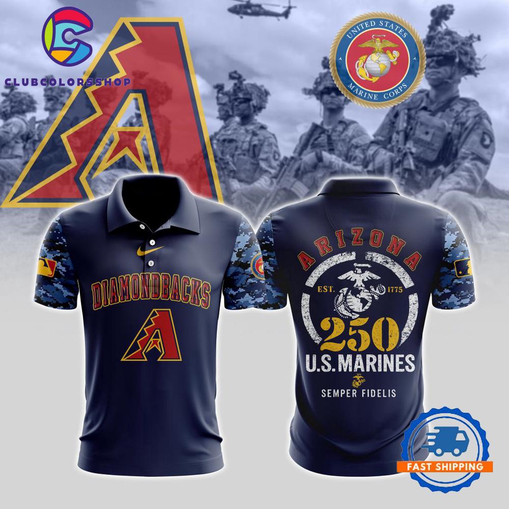 MLB Arizona Diamondbacks Special USMC 250th Birthday Design Polo Shirt