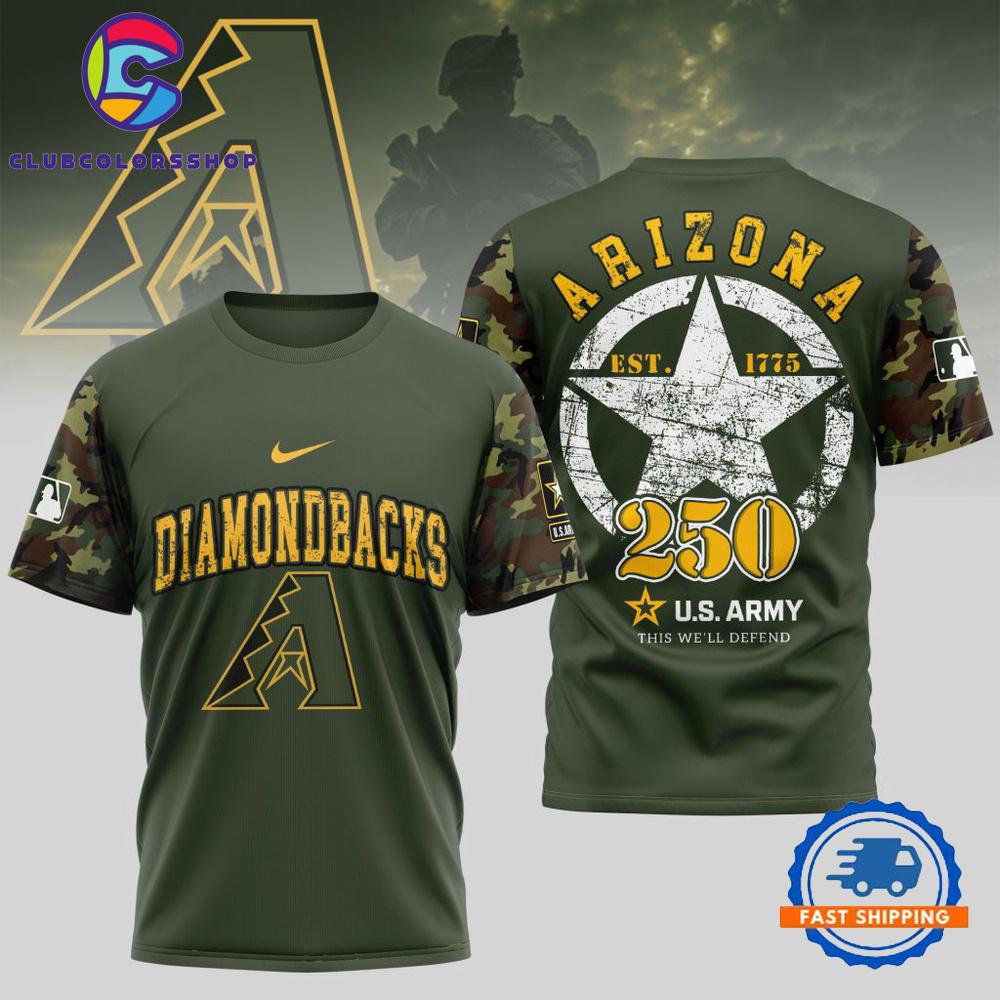 MLB Arizona Diamondbacks US Army 250th Birthday Design 3D T Shirt