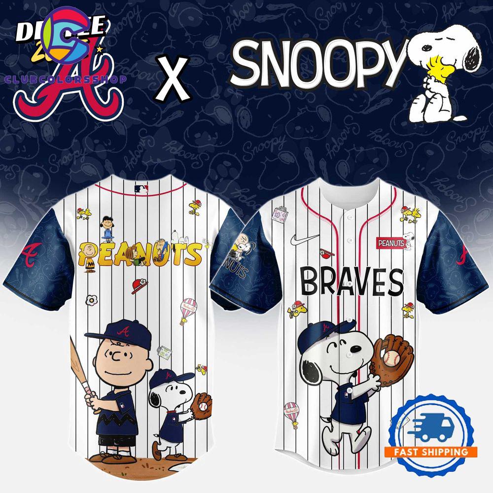 MLB Atlanta Braves Snoopy Peanuts 75th Anniversary Baseball Jersey