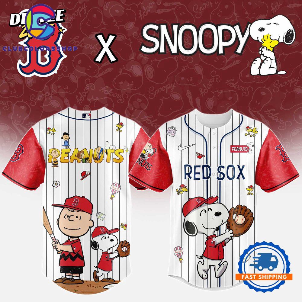 MLB Boston Red Sox Snoopy Peanuts 75th Anniversary Baseball Jersey