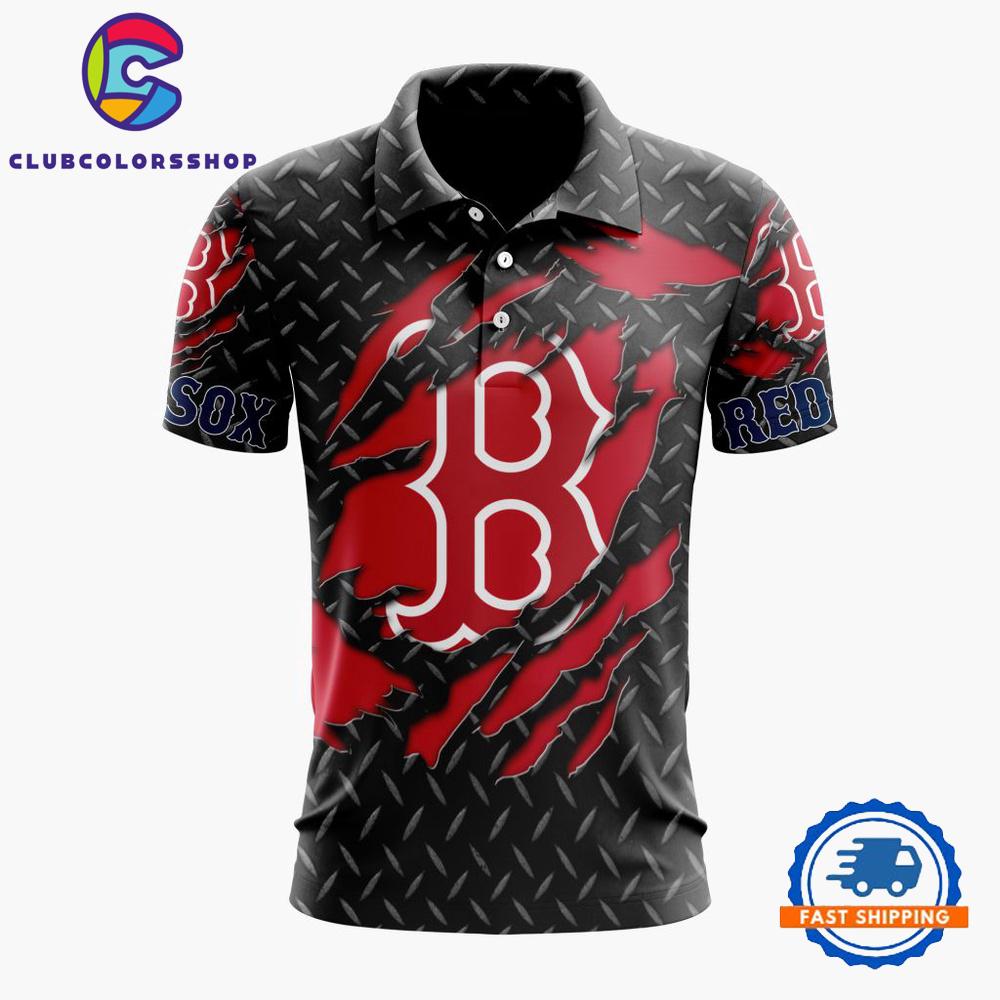 MLB Boston Red Sox Special Black Metal Design Polo Shirt