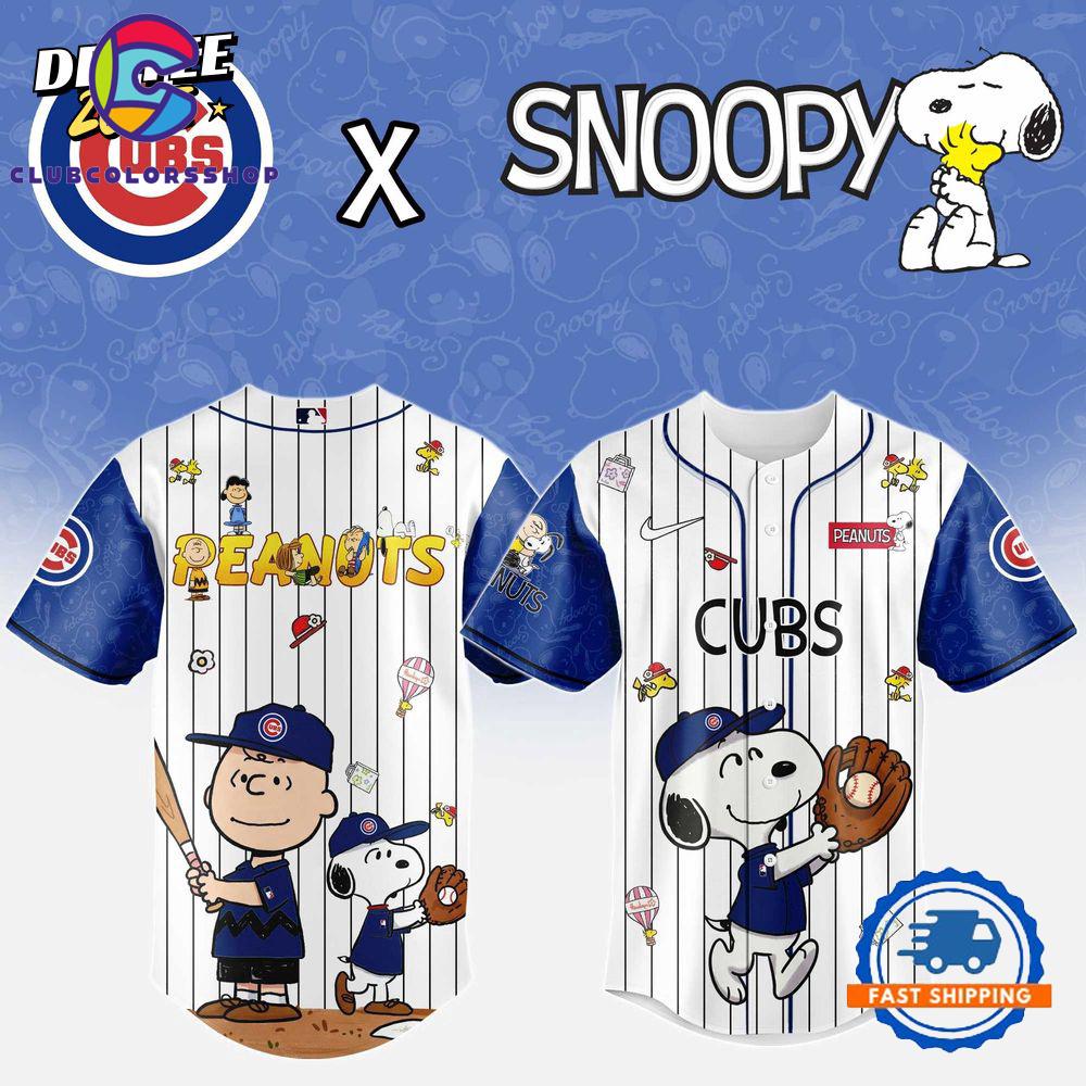 MLB Chicago Cubs Snoopy Peanuts 75th Anniversary Baseball Jersey