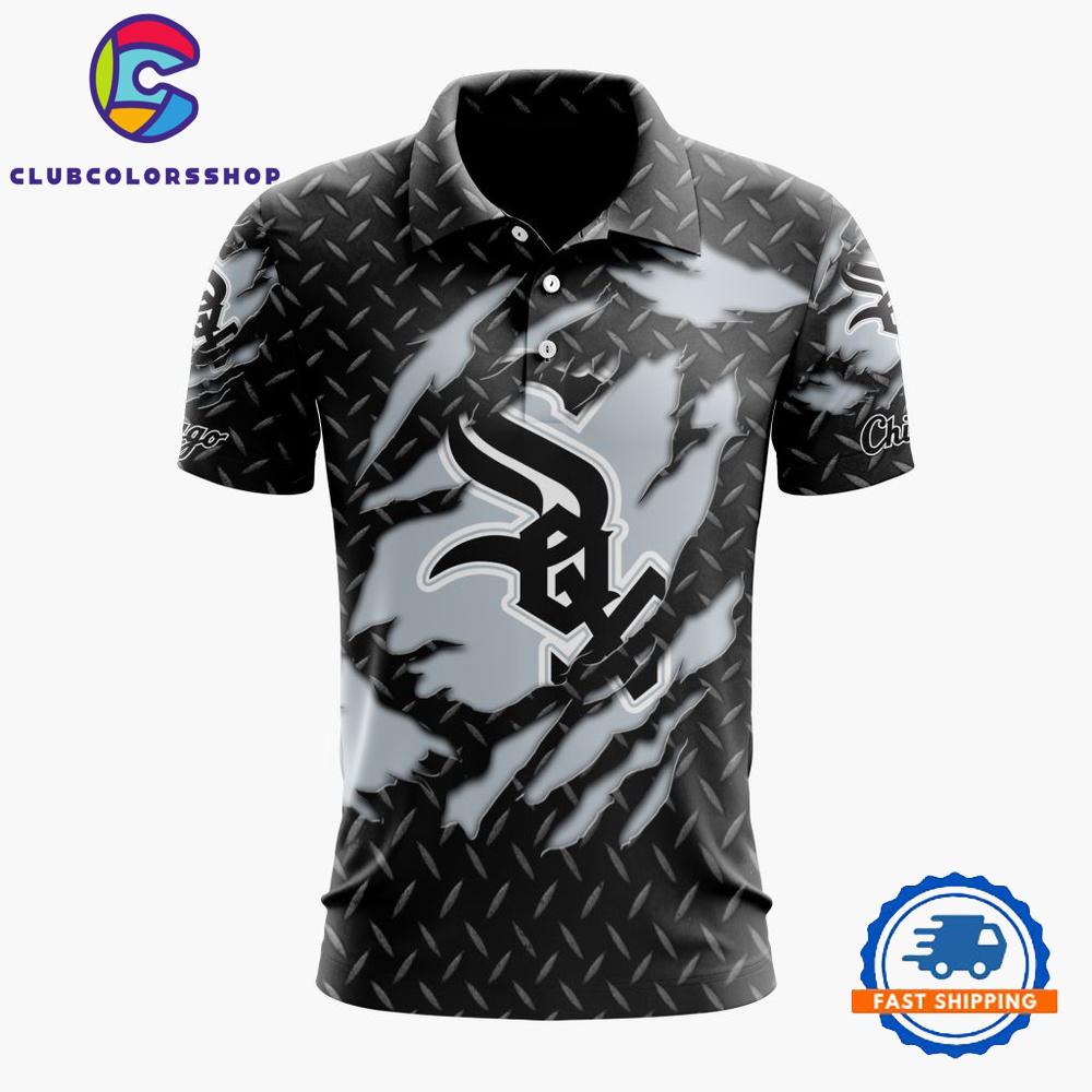 MLB Chicago White Sox Special Black Metal Design Polo Shirt