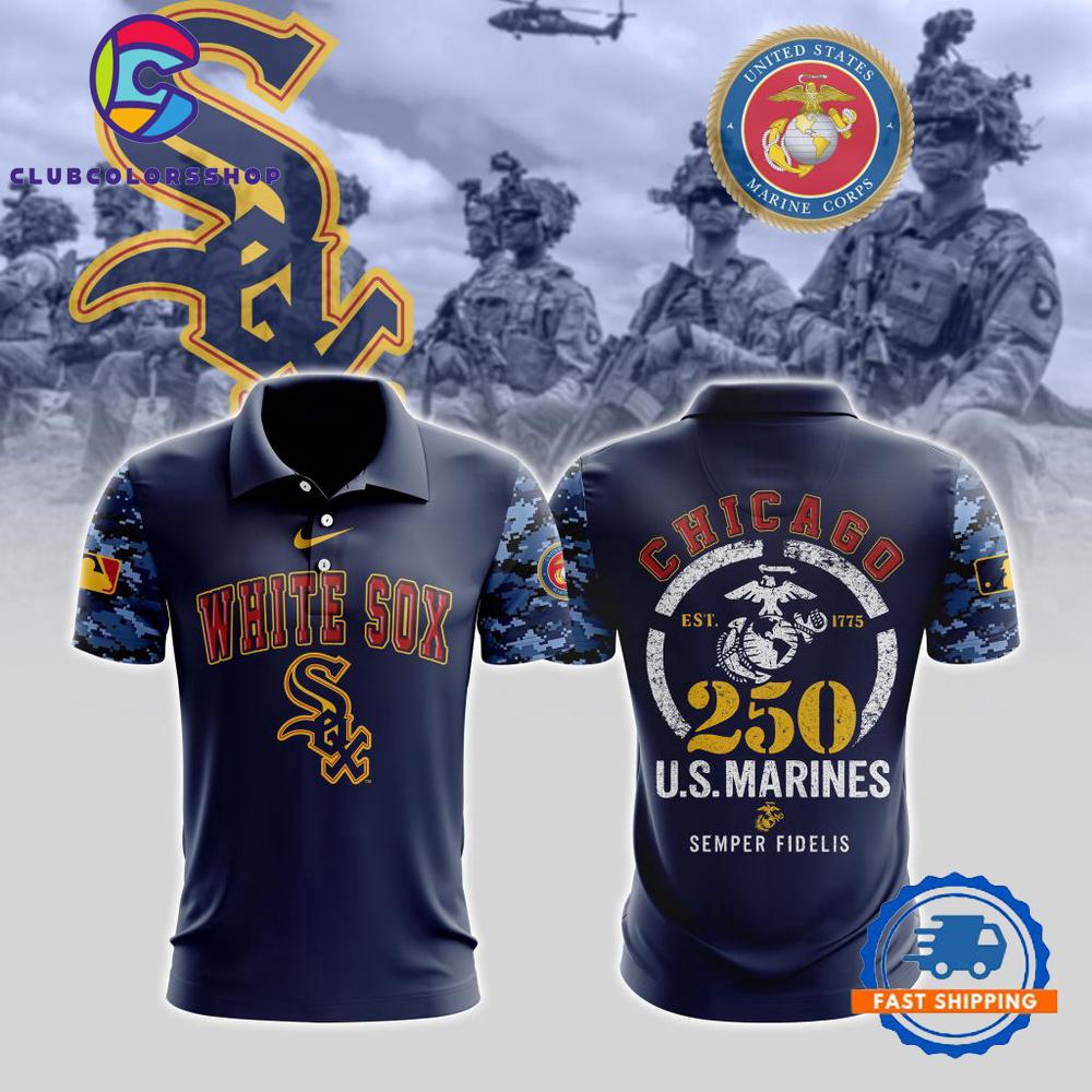 MLB Chicago White Sox Special USMC 250th Birthday Design Polo Shirt